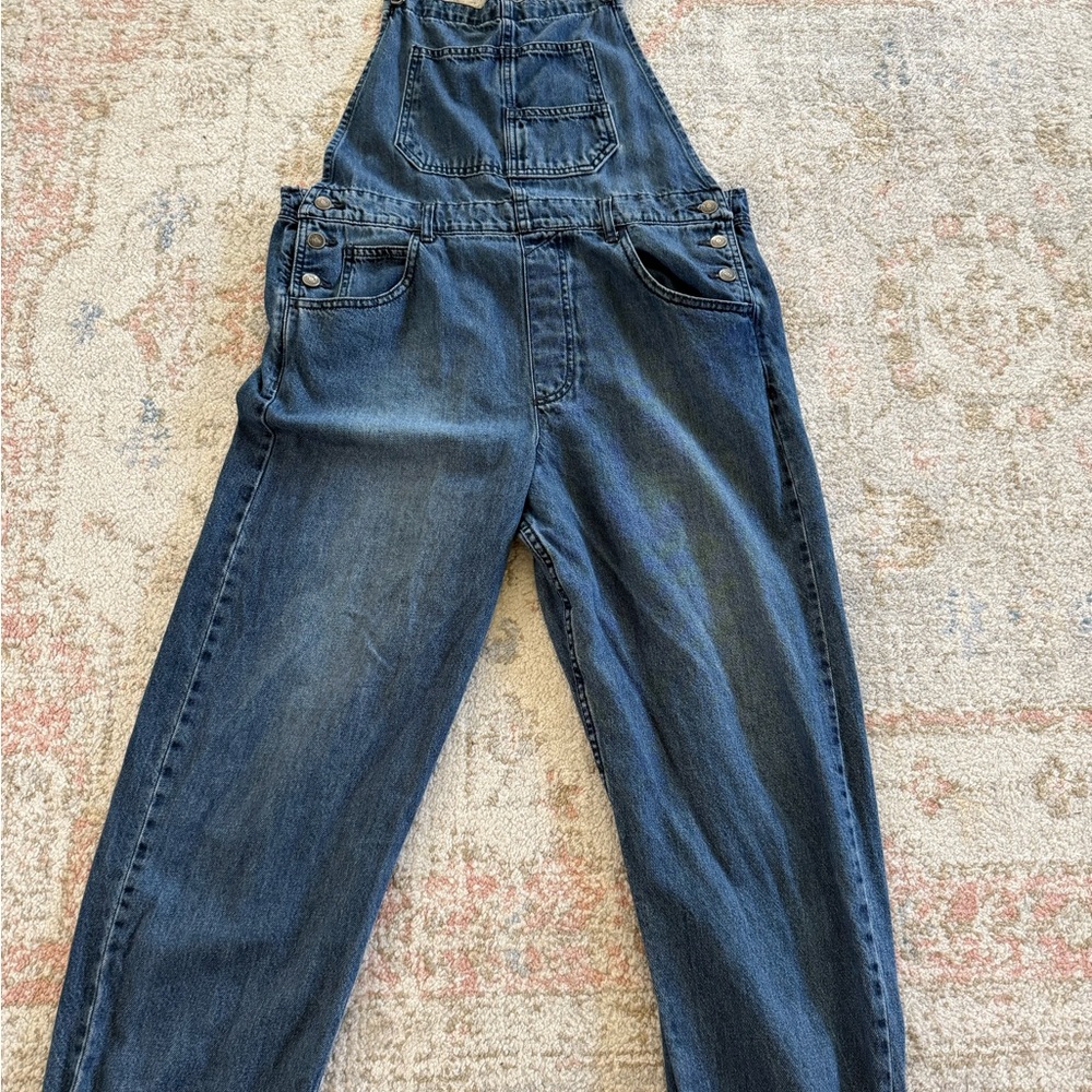 Free People Blue Denim Overalls